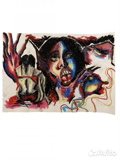 Картина на бумаге, масляная пастель