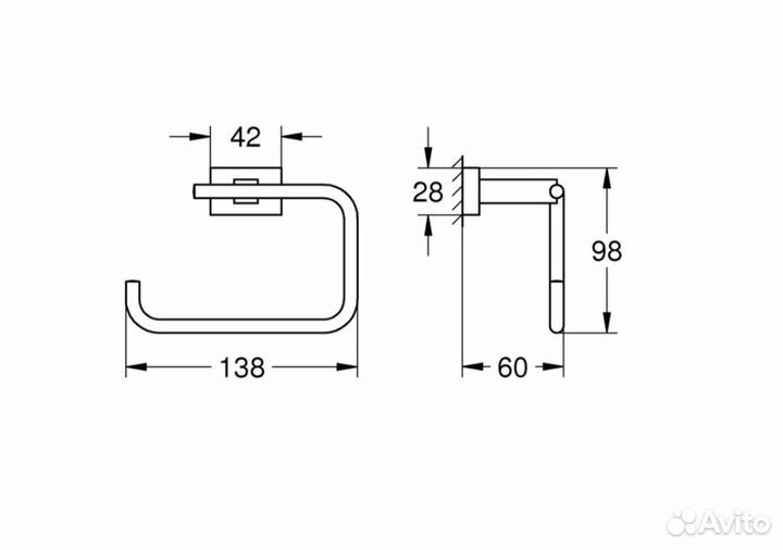 Держатель для туалетной бумаги без крышки сталь хр