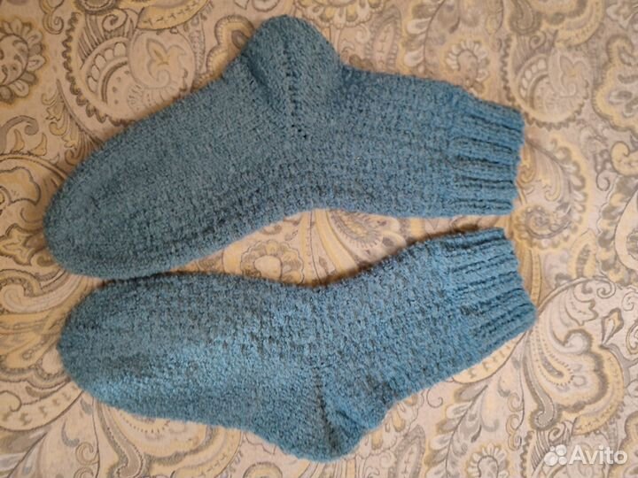 Махровые вязаные носки ручной работы