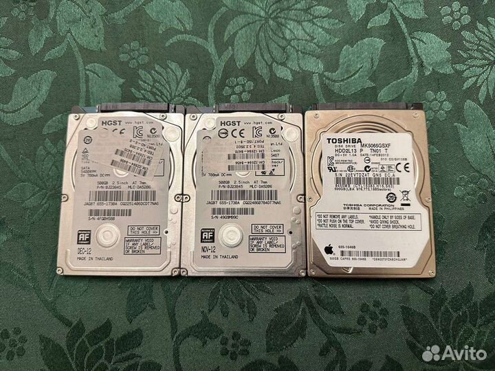 12 жёстких дисков из техники Apple 500GB/750GB/1TB