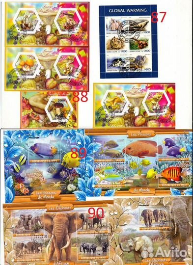 Почтовые марки блоки фауна п