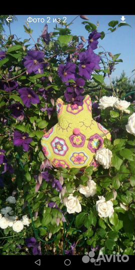 Подушка вязаная Сова. Ручная работа. Подарок