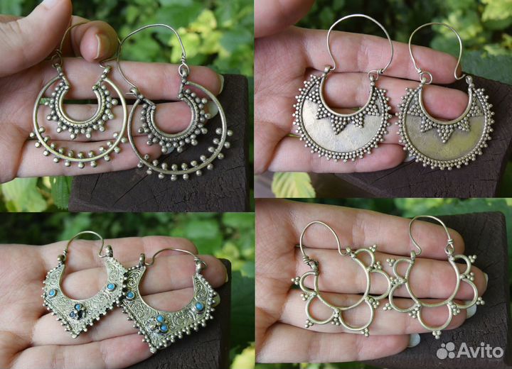 Серьги этно хиппи ретро бохо винтаж ретро готика