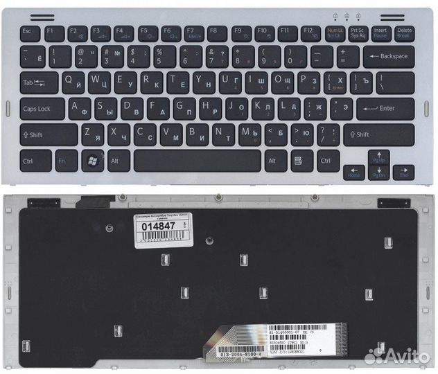 Клавиатура Sony VGN-SR черная c рамкой серебристой