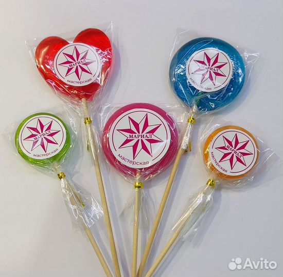 Леденцы ручной работы, с картинкой/логотипом