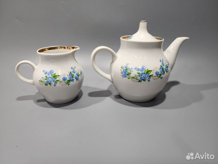 Заварочный чайник молочник СССР незабудки фарфор