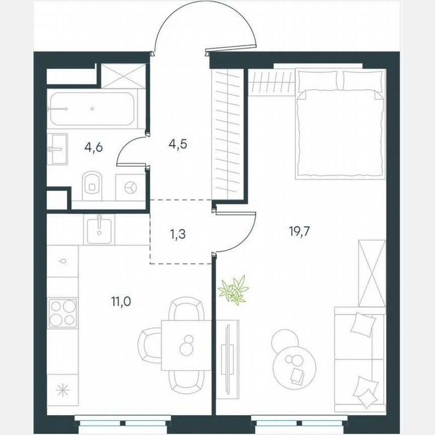 1-к. квартира, 41,3 м², 14/45 эт.