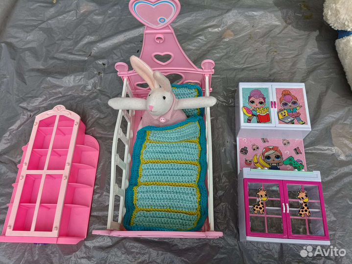 Мебель для кукол кровать шкаф кухня