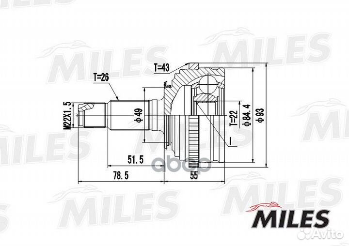 ШРУС rover 25/200 1.1-1.8 95-05 нар. +ABS GA204