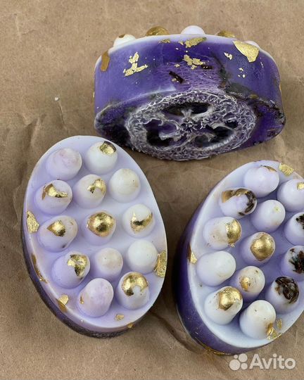 Массажное мыло с люфой и лавандой