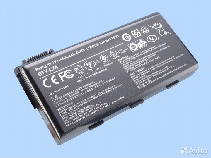 Аккумулятор для MSI BTY-L74 11.1V 4400mAh 49Wh