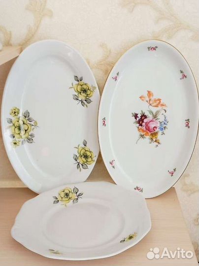 Блюдо фарфор Дулево и Богемия