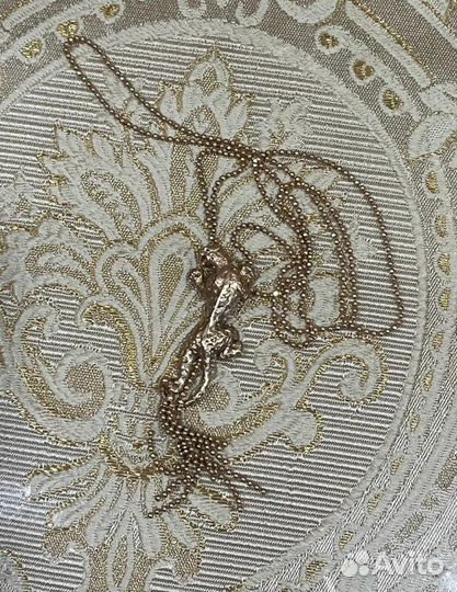 Шикарное крупное колье ягуар на цепи золото 585