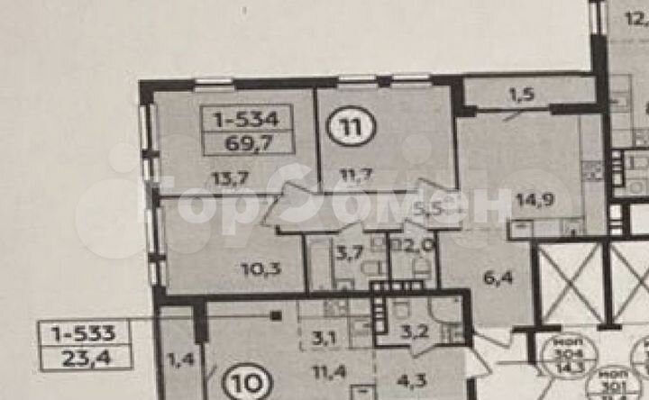 3-к. квартира, 72 м², 10/23 эт.