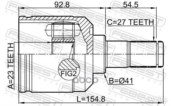 Шрус внутренний задний 23X41X27 1211sanfebbr Fe