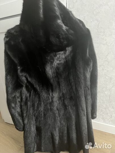 Шуба норковая с капюшоном 44 46 длина 110 см