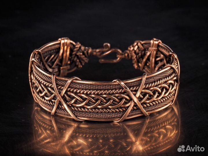 Браслет из меди Ручная работа Дизайн WireWrapArt