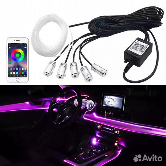 Лента подсветка салона RGB по Bluetooth 6 метров