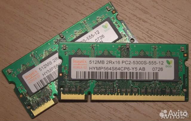 Память Hynix 512MB 2Rx16 PC2-5300s-555-12 (2Штуки)