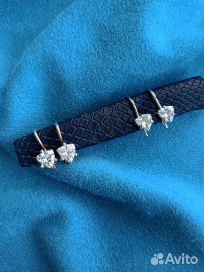 Серьги детские серебро 2 пары