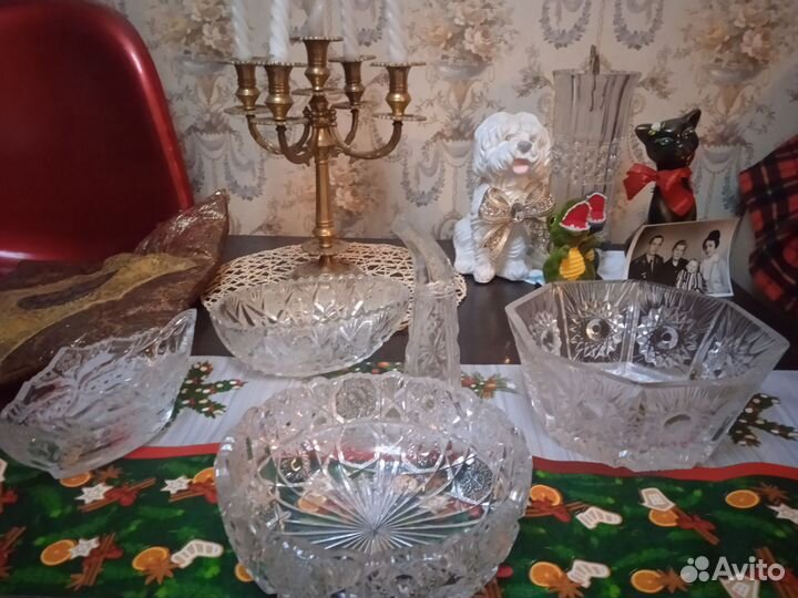 Посуда из хрусталя салатники вазы фруктовницы