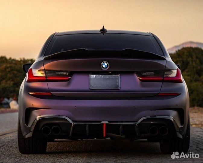 Диффузор + элероны BMW G20 KBL стиль карбон LED