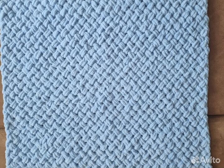 Плед детский плюшевый вязаный новый