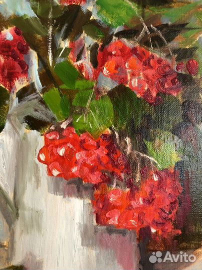 Картина с рябиной принт на холсте