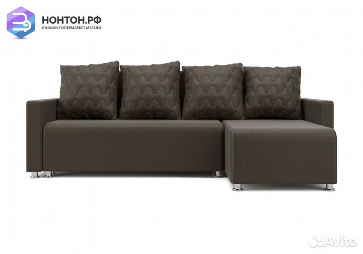 Диван угловой еврокнижка Челси 2 коричневый