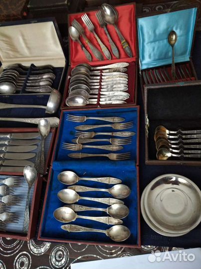 Мельхиор СССР Пламя,Дубок, Троянда, Фаберже