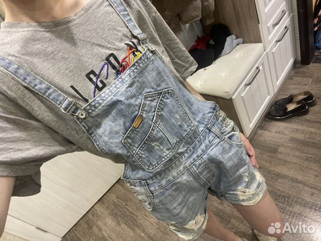 Джинсовый комбинезон шорты
