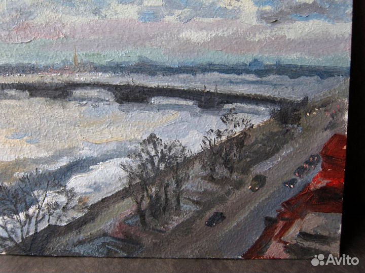 Картина маслом на картоне Петербург пейзаж