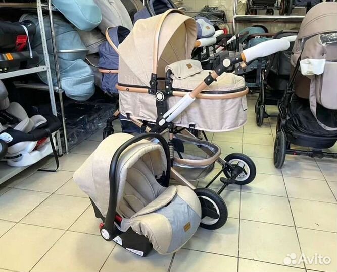 Коляска 3в1 трансформер Новая (крем )