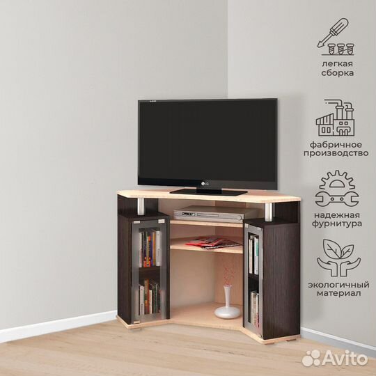 Тумба тв угловая 044(2у) Венге/Дуб 80x77x25