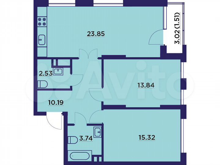 2-к. квартира, 73,7 м², 18/18 эт.