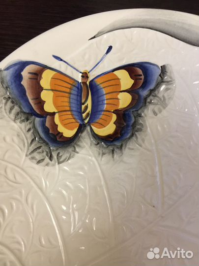 Тарелка, сухарница зик « Бабочка на капустном лист