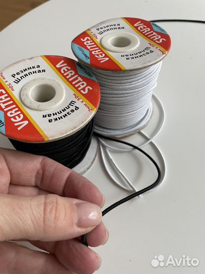 Шляпная резинка белая и черная