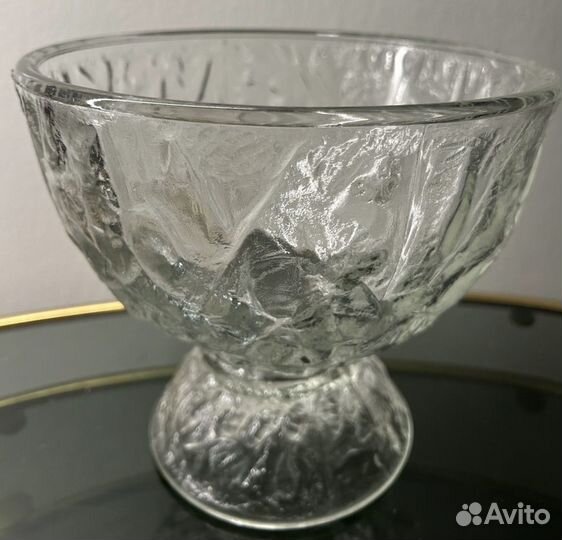 Ледяное стекло винтаж фруктовница Швеция