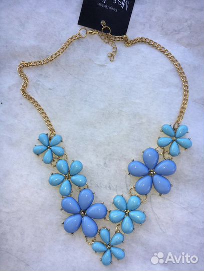 Колье украшения бусы цветы камни ожерелье чокер