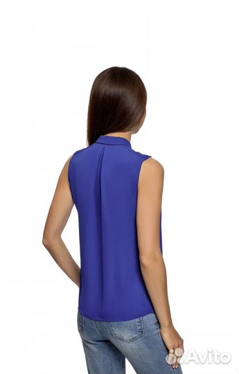 Блузка женская без рукавов oodji синяя