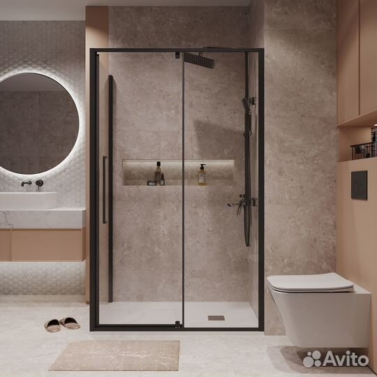 Душевой уголок Niagara Nova NG-85-11AB+NG-A80B-34 110х80 стекло прозрачное/профиль черный матовый