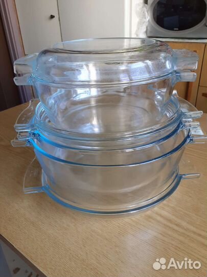 Кастрюли стеклянные 2л.,3л.,4л.жаропрочн.стекло