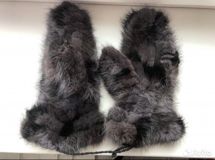 Новые варежки норка кролик