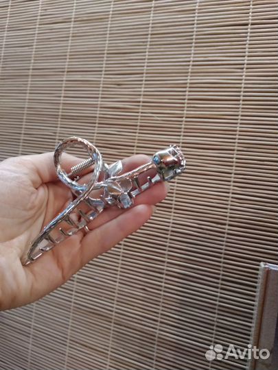 Заколка металлическая Краб для волос Роза 11 см