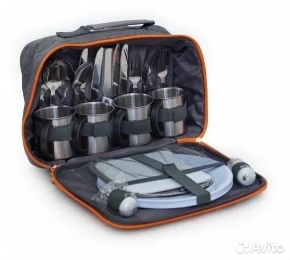 Сумка холодильник и набор туристической посуды 4