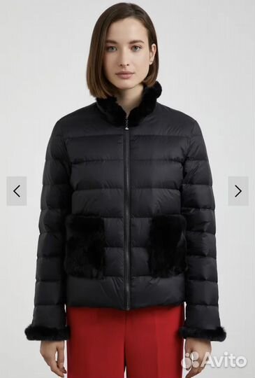 Пуховик с отделкой мехом кролика