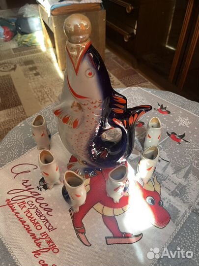 Набор Рыба (графин-штоф и 6 стопок), СССР