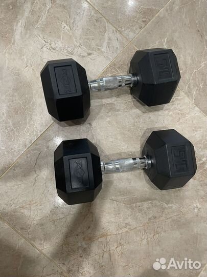 Гантель гексагональная обрезиненная, 15 кг RZR