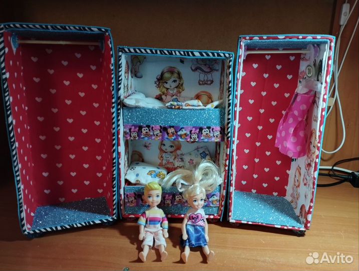 Мебель комплектом для Барби и пупсиков из картона