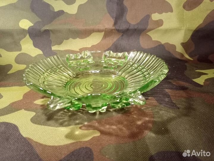 Тарелки Сова из Зеленого стекла СССР